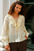 Katarina Crepe Ruffle Blouse | Light Yellow