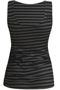 Alma Turn Top | Dark Grey Black Stripe