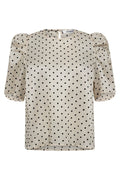 Dilan Dot Ss Blouse 35868 | Powder