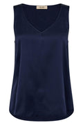 Astrid V-Neck Silk Tank Top |  Maritime Blue