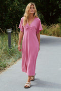 Mireille Crepe Solid Dress | Evening Rose