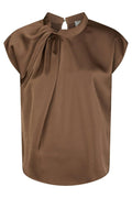 Fleur Drapy Satin Blouse | Dusty Brown