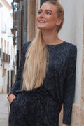 Alma Ls Top | Black Grey Lace