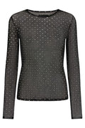 Mesh Ls Sparkle Tshirt | Black Silver Heart