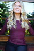 Natalia Ls Round Neck Blouse | Bordeaux