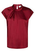 Fleur Drapy Satin Blouse | Wine