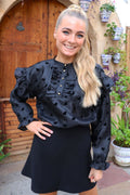 Tia Ls Frill Blouse | Black Heart