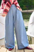 Davina Wideleg Pant | Lt Denim Melange