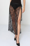Lace Tie Skirt | Black