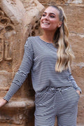 Liberté, Natalia Ls Boxy Blouse - D. Brown Creme S Stripe | D Brown Creme S Stripe