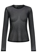 Mesh Ls Sparkle Tshirt | Black Silver Dot