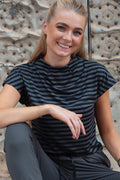 Alma Top | Dark Grey Black Stripe