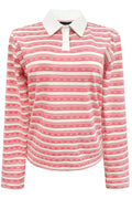 Polo Ls Bow Shirt | Bubblegum Creme Bow Stripe