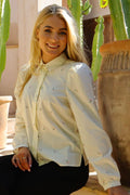 Flora Ls Blouse | Ivory Rose Flower