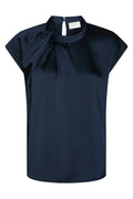 Fleur Drapy Satin Blouse | Navy