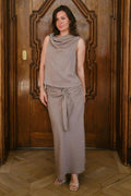 Kit Dull Sateen Skirt | Dark Taupe