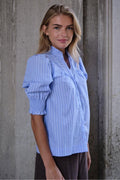 Diana Stripy Stone Blouse | Light Blue
