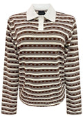 Polo Ls Bow Shirt | Brown Creme Bow Stripe