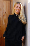 Neo Ls Shirt | Black Pinstripe