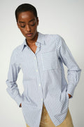 Elinda Slim Stripe Shirt |  Brunnera Blue