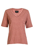 Ulla Ss Vneck Stripe Tshirt | Rose Dark Rose Stripe