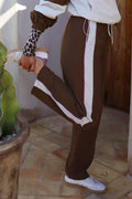 Eva Wide Track Pant | Mocca Ivory