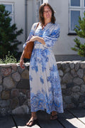 Stellar Paisley Border Dress | Ash Blue