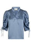 Alvira Drapy Satin Blouse | Dusty Blue