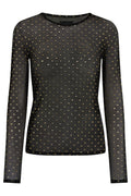Mesh Ls Sparkle Tshirt | Black Gold Heart