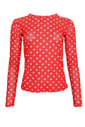 Annie Mesh Blouse | Red Dotted