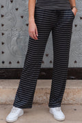 Alma Wide Pants | Dark Grey Black Stripe