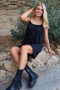 Alma Short Strap Dress | Black