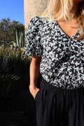 Siona V Neck Blouse | Black Flower