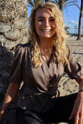 Tiki Ss Twist Blouse | Brown