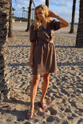Tiki Ss Twist Dress | Brown