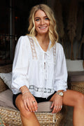 Merle Ls Tie Blouse | White