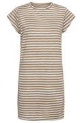 Ulla Stripe Tshirt Dress | Light Brown White Stripe