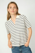 Milena Ss Stripe Polo Tee |  Maritime Blue