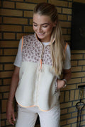 Teddy Leo Vest | Creme Pale Lux Leo Neon Orange