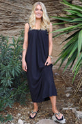 Alma Long Strap Dress | Black