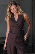 Samara Melange Waistcoat | Brown Melange