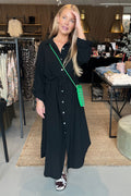 Soft Muslin Shirt Dress | Black
