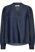 Titus V-Blouse 35617 | Dark Denim