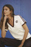 Edge Stripe V-Tee | Offwhite Winered