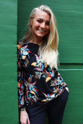 Alma Ls Top | Black Multicolor Paisley