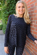 Alma Ls Top (Fleece) | Dark Grey Leo