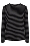 Ulla Ls Stripe T-Shirt | Dark Grey Black Stripe