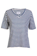 Ulla Ss Vneck Stripe Tshirt | Denim Blue White Stripe