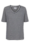 Ulla Ss Vneck Stripe Tshirt | Navy White Stripe