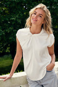 Fleur Drapy Satin Blouse | Off White